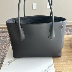 Dagne Dover Vegan Leather Classic Signature Tote Bag - Graphite